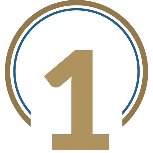 Gold number one with circular border design