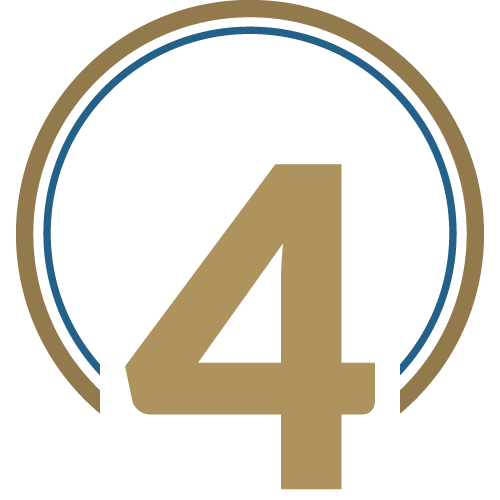 Stylized number four inside circular border