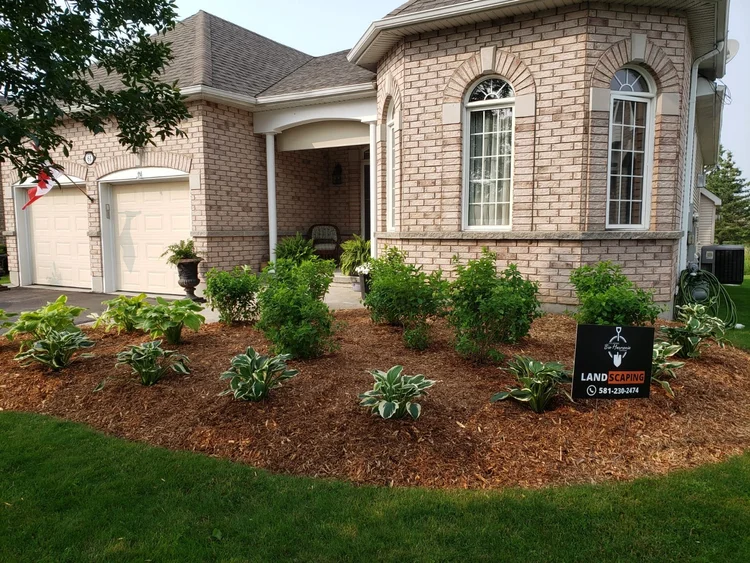 Brick house with newly landscaped front yard