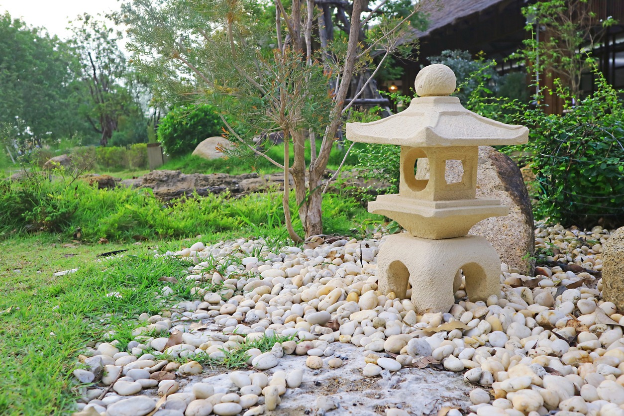 Stone lantern in a serene garden setting